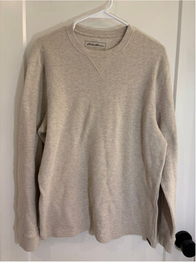 Eddie Bauer Men's Thermal Crew Neck Long Sleeve - Oatmeal - Size L